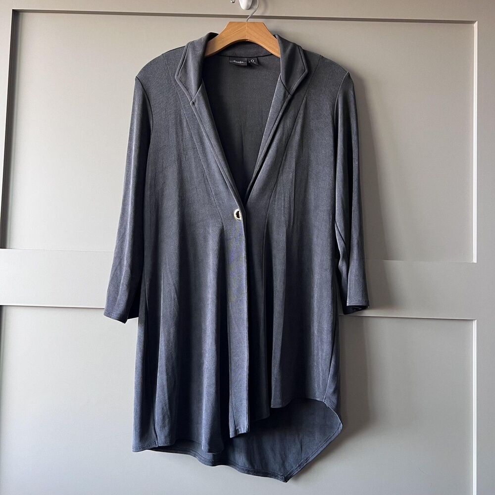 Travelers By Chicos Jacket Womens 0 Small Gray‎ Open High Slinky Cardigan Drape